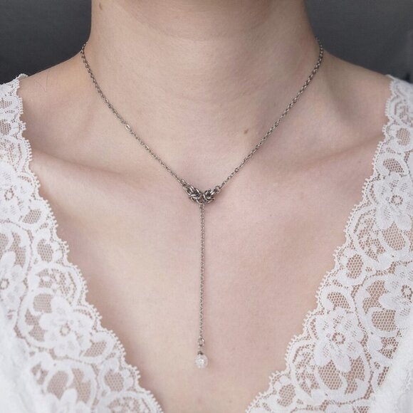 Angelic fairy pearl silver rosary necklace ✦ delicate gothic chainmailele rosary - Picture 1 of 7